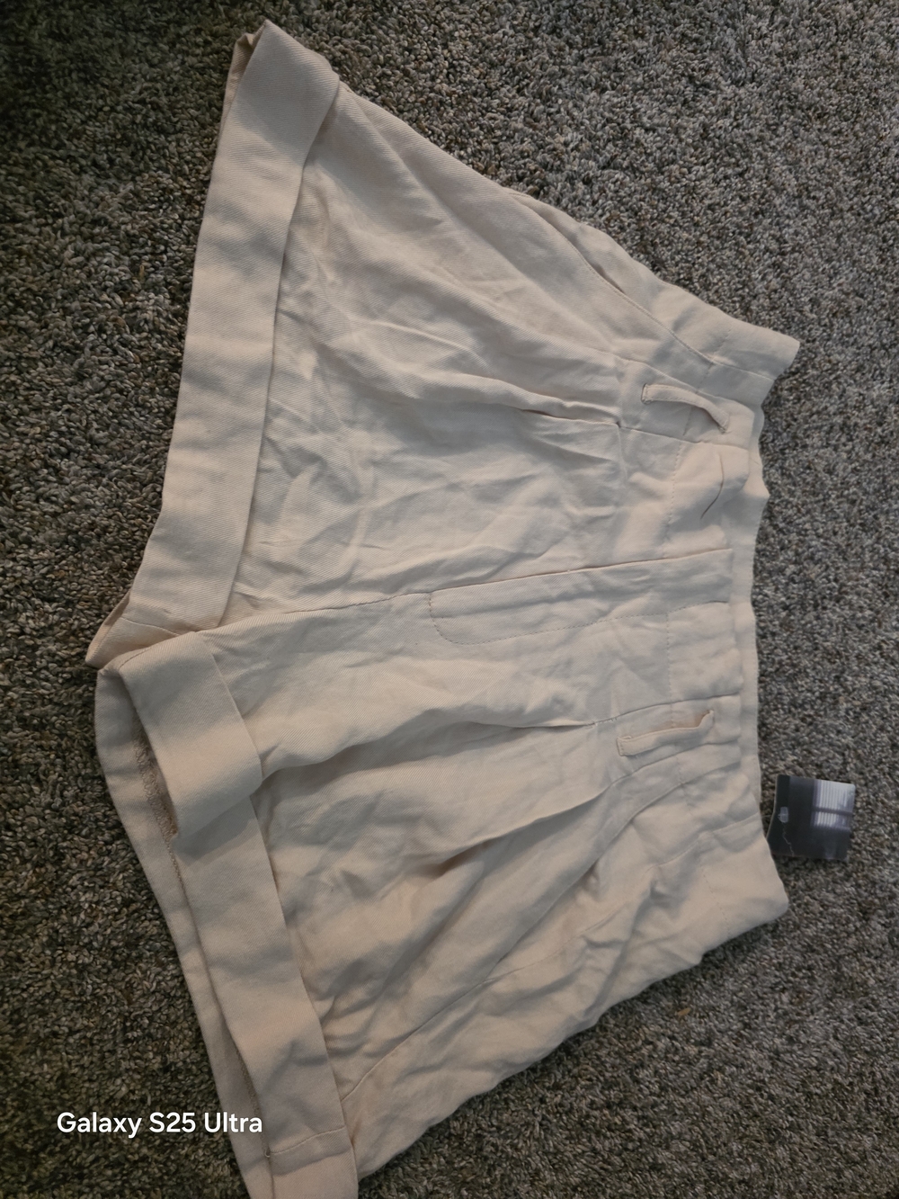 Sparkle & Fade Cream High-Rise Pleated Bermuda Shorts